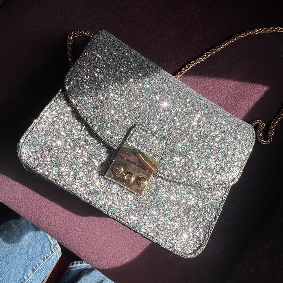 French Connection Glitter Bag with Gold chain Never used. - Picture 2 of 10